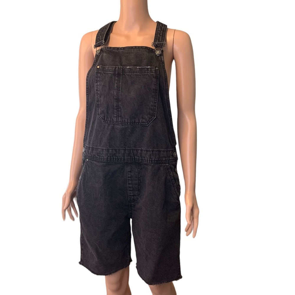 Bershka Distressed Denim Overall Shorts Medium